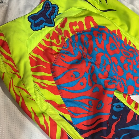 Fox 360 Moto Pants Size 36 Neon Leopard Print Motocross Dirt Bike Atv Protection - Picture 7 of 12
